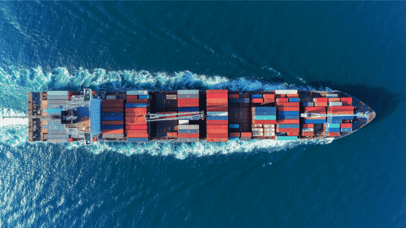 Container ship - top view - representation