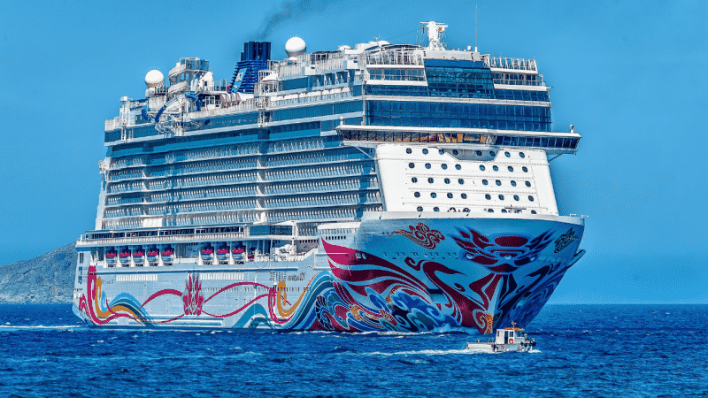 Cruise Ship with a decorated bow/hull