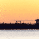 silhouette of Tanker ship
