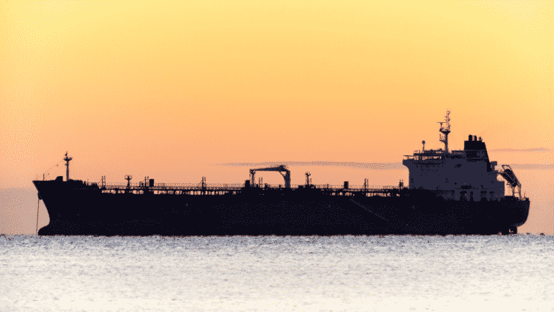 silhouette of Tanker ship