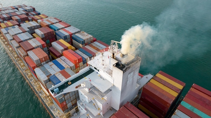 Smoke emitted from ship