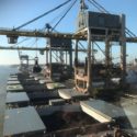 tata steel loading ship at ijmuiden port