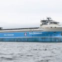 The Yara Birkeland, the world’s first fully electric and autonomous container ship, powered by Leclanche batteries (PRNewsfoto/Leclanché)