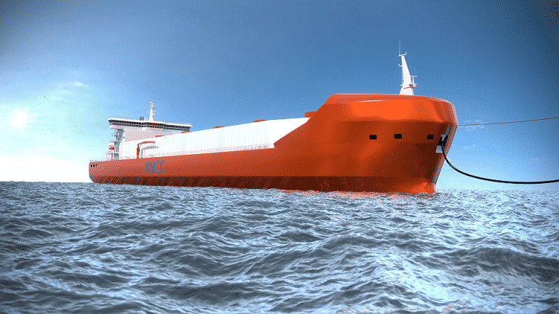 Image of liquefied CO2 carrier with bow loading system