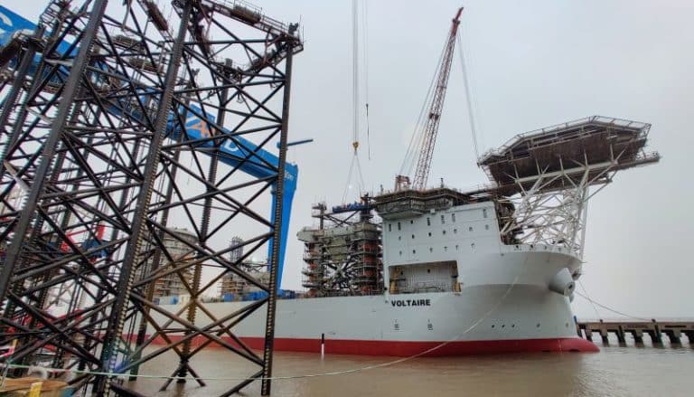 World’s Tallest Next Generation Jack-Up Installation Vessel ‘Voltaire’ Launched By Jan De Nul