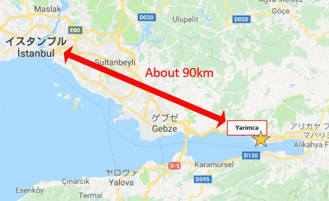 Location of Yarımca Port - Source - Google Map