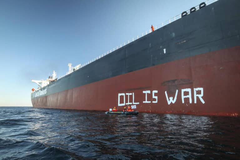 Photos: Greenpeace Activists Protest In Front Of Supertanker – Demanding That EU Ban Russian Oil