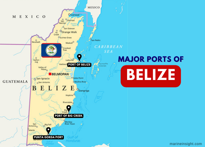 Ports in Belize Map