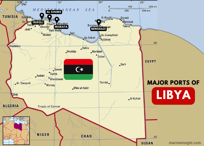 Ports in Libya Map