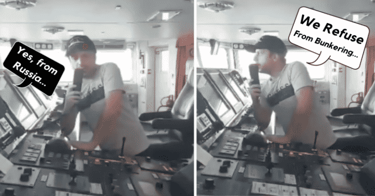 Watch: Georgian First Mate Blatantly Refuses To Refuel A Russian Ship