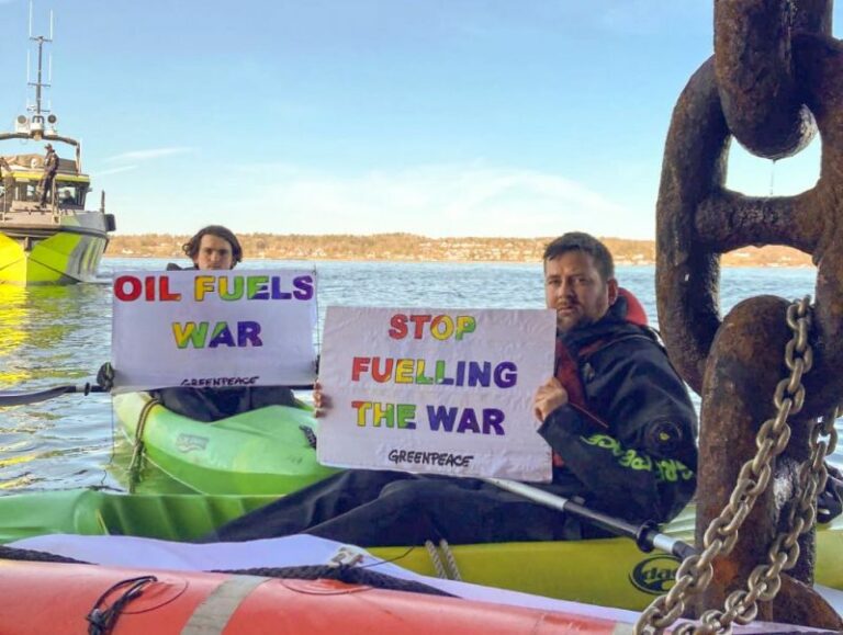 Greenpeace Activists Block Russian Oil Tanker From Offloading Oil In Norwegian Port