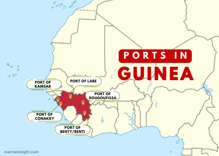 Ports in Guinea Map