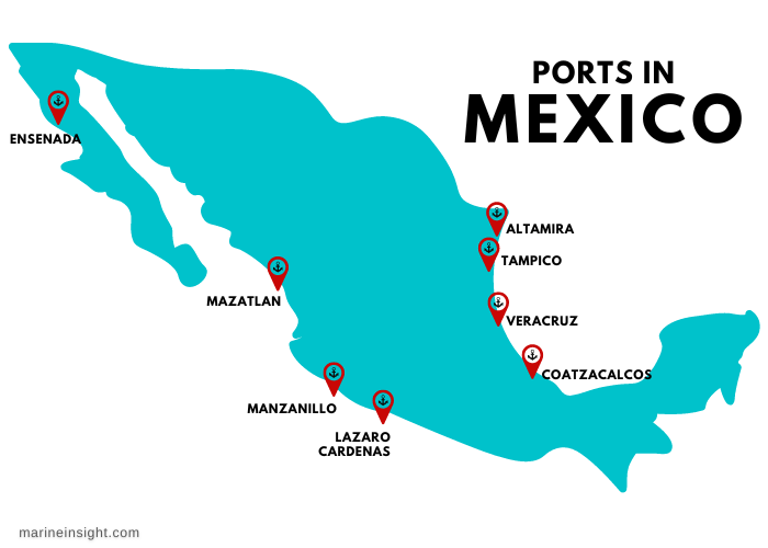 Ports in Mexico Map