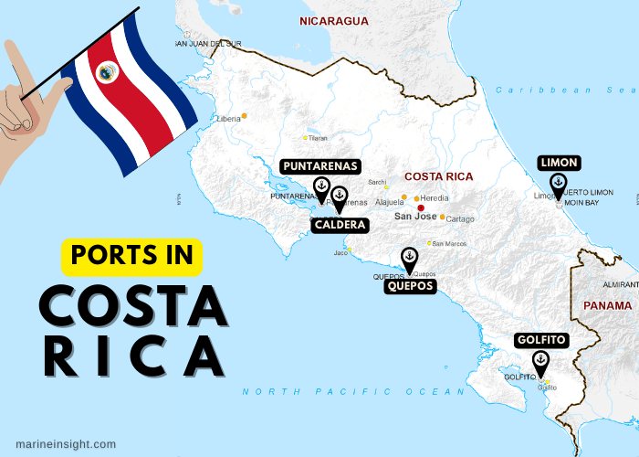 Ports in Costa Rica Map