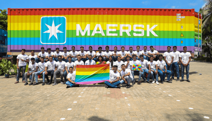 Cadets from AMET Chennai pose with the rainbow container