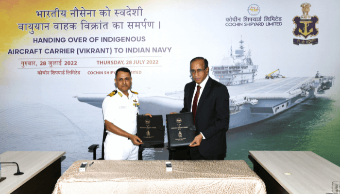 DELIVERY OF INDIGENOUS AIRCRAFT CARRIER