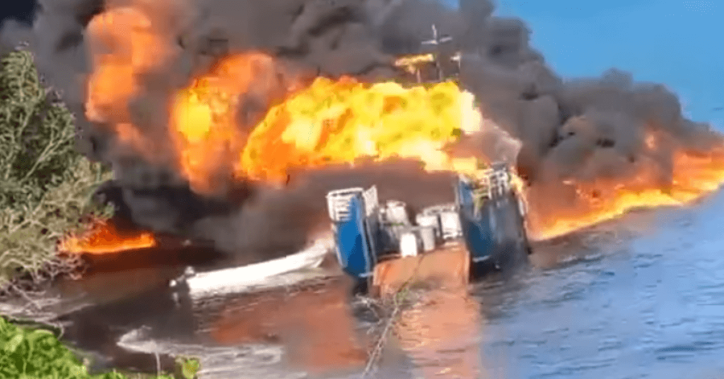 Vessel Carrying Fuel To Vanuatu Islands Burst Into Flames -1