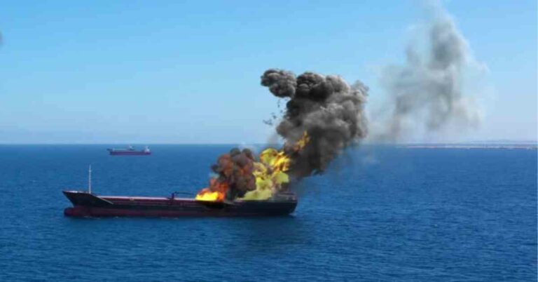 Crew Extinguishes Fire On An Oil Tanker In The Gulf Of Finland