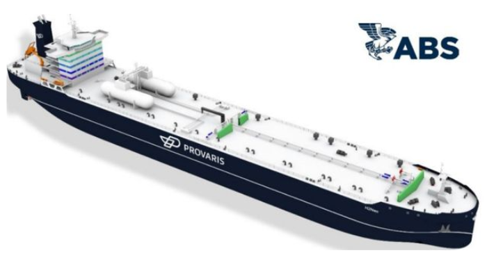 Illustration of the H2Neo 26,000 cubic metre compressed H2 carrier.