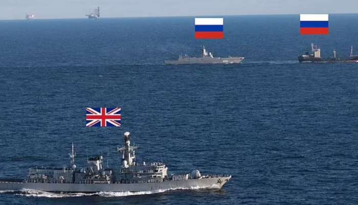 HMS Portland monitoring Russian warships