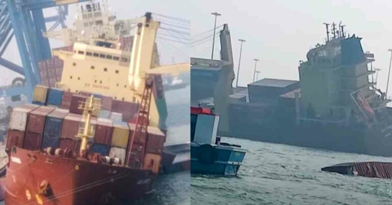 Watch: Vessel Bizarrely Tilts At Gujarat’s Mundra Port, Now Stabilized