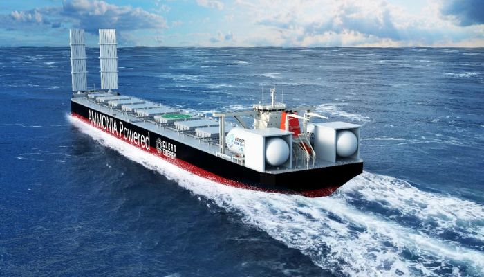 CG rendering of the 210,000 DWT ammonia fueled bulk carrier (Courtesy of MOL and MITSUI)