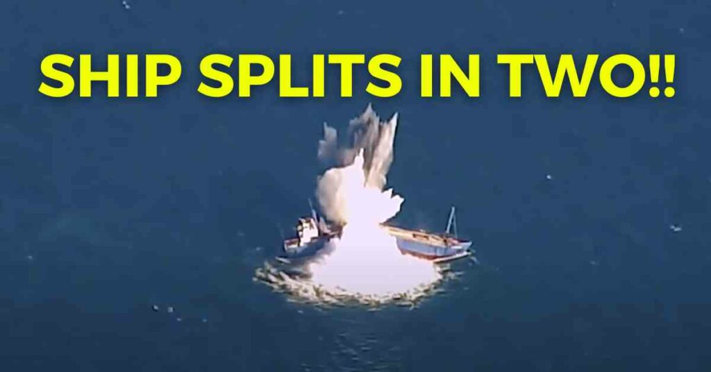 Jaw-Dropping Moment Of A Vessel Being Split In Two Within 40 Seconds By A US ‘Quicksink’ Missile