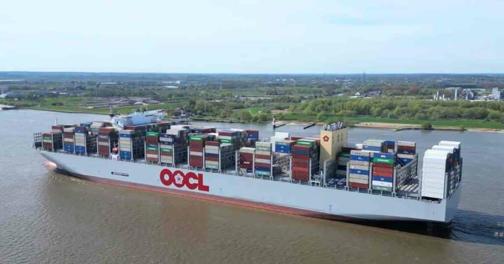 24,188 TEU Massive Container Ship OOCL Spain Makes Debut Port Call In Hamburg