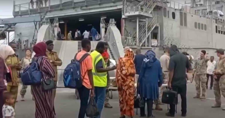 US Navy Ship Conducts Evacuation Of Americans From Port Sudan