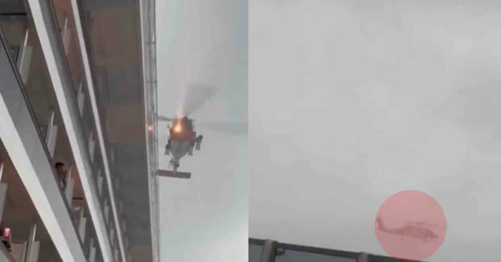 Coast Guard Helicopter Narrowly Misses Crashing Into The Ocean During Stormy Rescue Mission