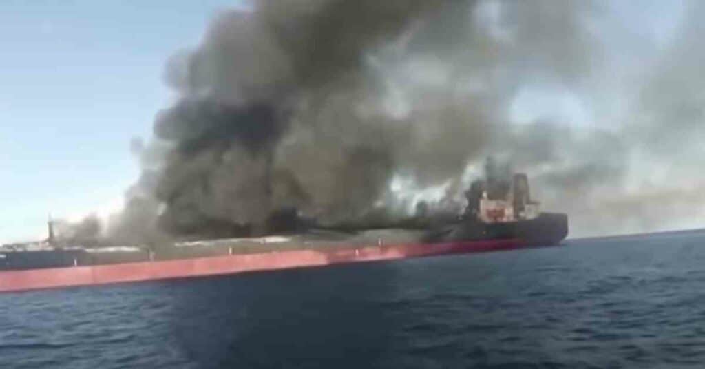 Oil Tanker Unexpectedly Catches Fire Off The Malaysian Coast