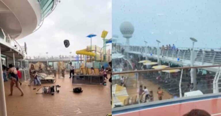 Cruise Ship Passengers Terrified, Run For Cover As Storm Sends Deck Furniture Flying