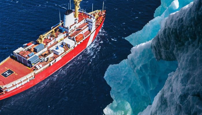 Ship with iceberg
