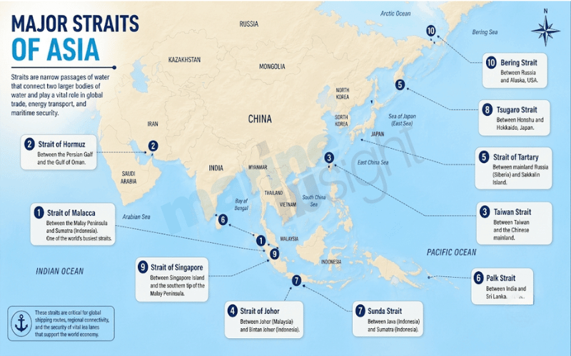 major straits of asia