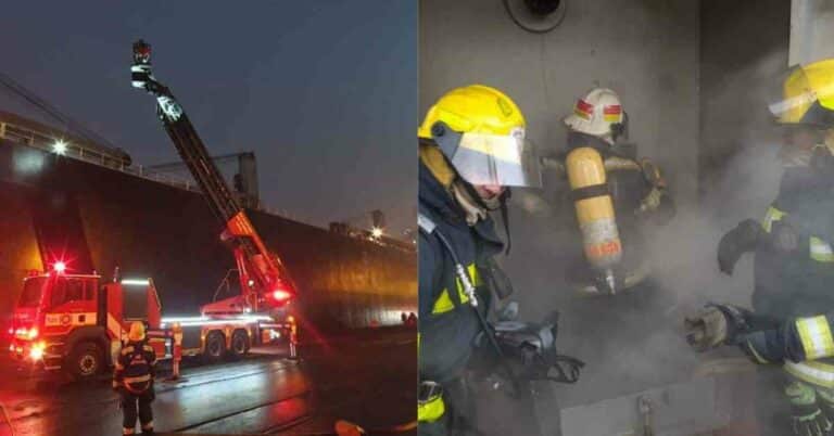 Firefighters Save Burning Container Ship Off The Cape Coast