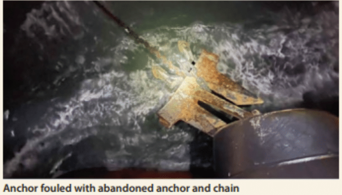 Fouled anchor in a designated anchorage
