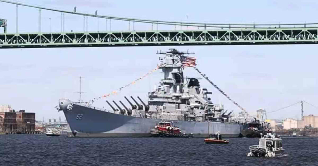 USS New Jersey Sets Sail After Two Decades Of Berthing At Philadelphia Navy Yard