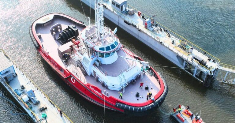 Turkey’s Uzmar Shipyard Launches World’s First LNG Dual Fuel Propulsion Tractor Tug, Sultanhani