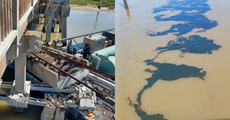 Barge Hits Bridge Linking Galveston To Pelican Island, Causing Partial Collapse & Oil Spill