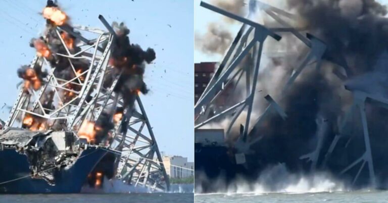 Explosives Used To Blow Part Of Baltimore’s Bridge To Clear Debris From Bow Of MV Dali Ship