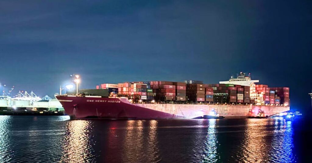 Fire-Damaged Container Ship Returns To Port Of Los Angeles