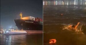 Video: Cargo Ship Collides With Ferries At Port Of Santos; Crew Jump Into Water