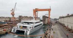 Rare Twin-Hulled Ferry Sea Star Tilos Sinks At Turkish Shipyard, Crew Airlifted By Ladder