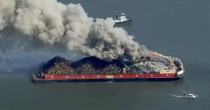 Watch: Massive Fire Breaks Out On Barge Carrying Scrap Metal In Delaware Bay