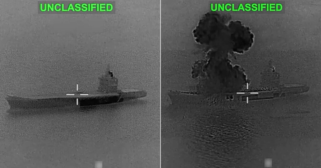 Watch: US Strikes Iranian Drone Carrier, Setting It On Fire Amid Operation ‘Epic Fury’