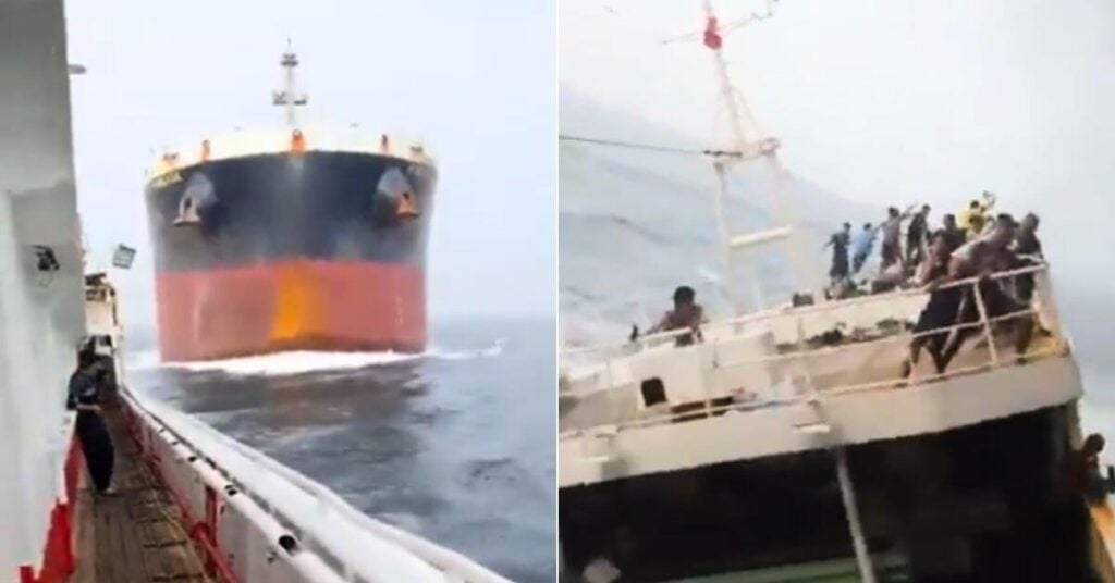 Video: Panama-Flagged Bulk Carrier Collides With Chinese Vessel Near Singapore Strait