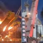 Video: Crane Catches Fire During Cargo Unloading At India’s Mumbai Port; 2 Injured