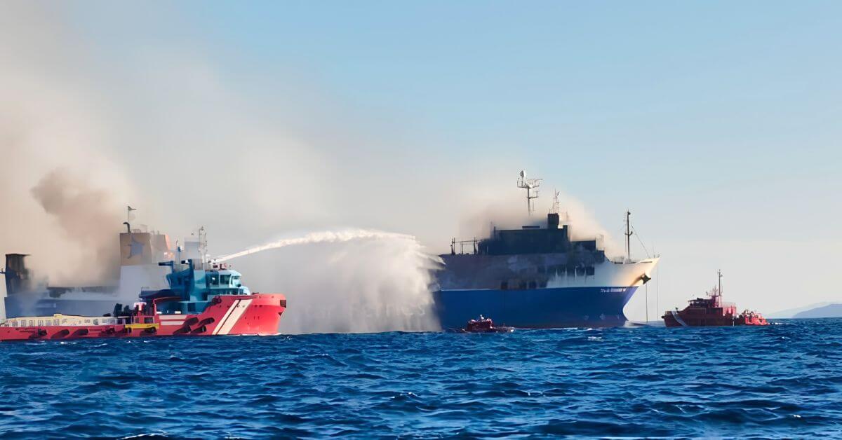 fire on cargo ship