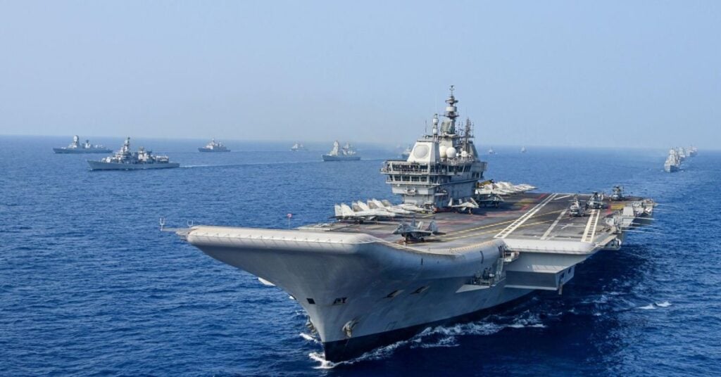 Indian Navy Begins Trials For Its First Rafale Marine Jets To Fly From Its Largest Indigenously Built Warship INS Vikrant