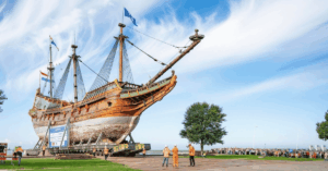 Historic 17th Century VOC Ship Replica Batavia Successfully Installed At Museum Batavialand